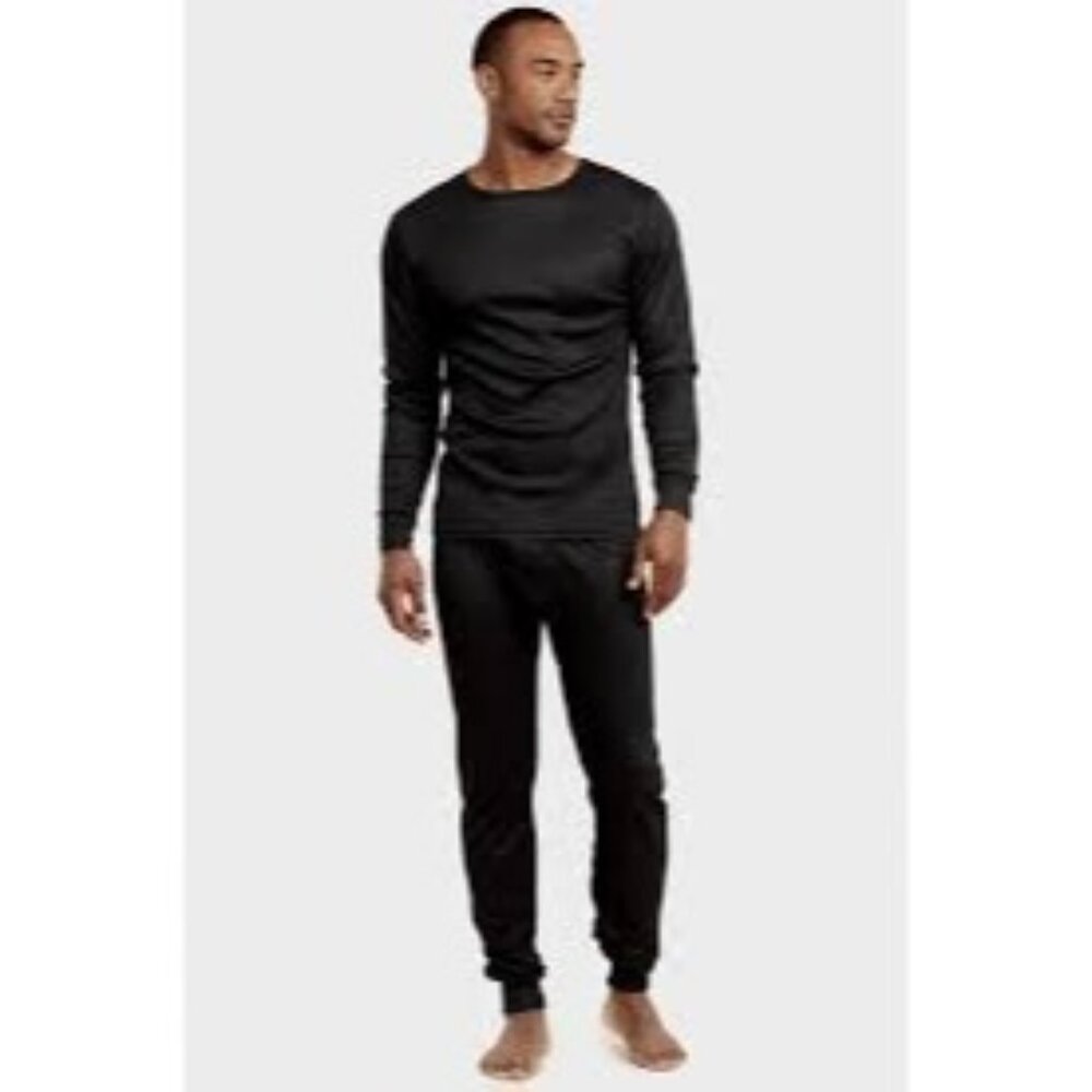 Knocker Thermal Underwear Set Black Top & Bottom Lightweight Base Layer